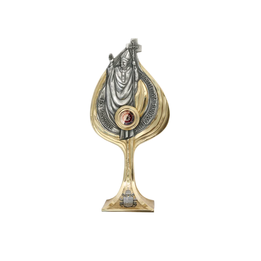 Relikwiarz św. Jana Pawła II Ex Sanguine z brązu – wyroby sakralne ARTBRASS