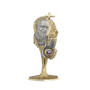 Relikwiarz św. Ojca Pio z brązu – patrona spowiedników i chorych, dzieło sakralne ARTBRASS