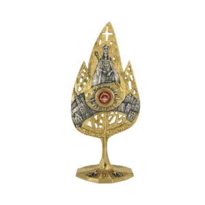 Relikwiarz św. Jadwigi Królowej – złocony, ażurowy, z kapsułą na relikwie, symbolizujący miłosierdzie i wiarę.