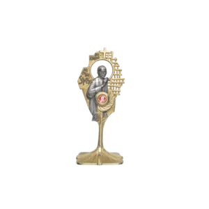 Relikwiarz z wizerunkiem ks. Michała Sopoćki – złocony, dekoracyjny, z miejscem na relikwie
