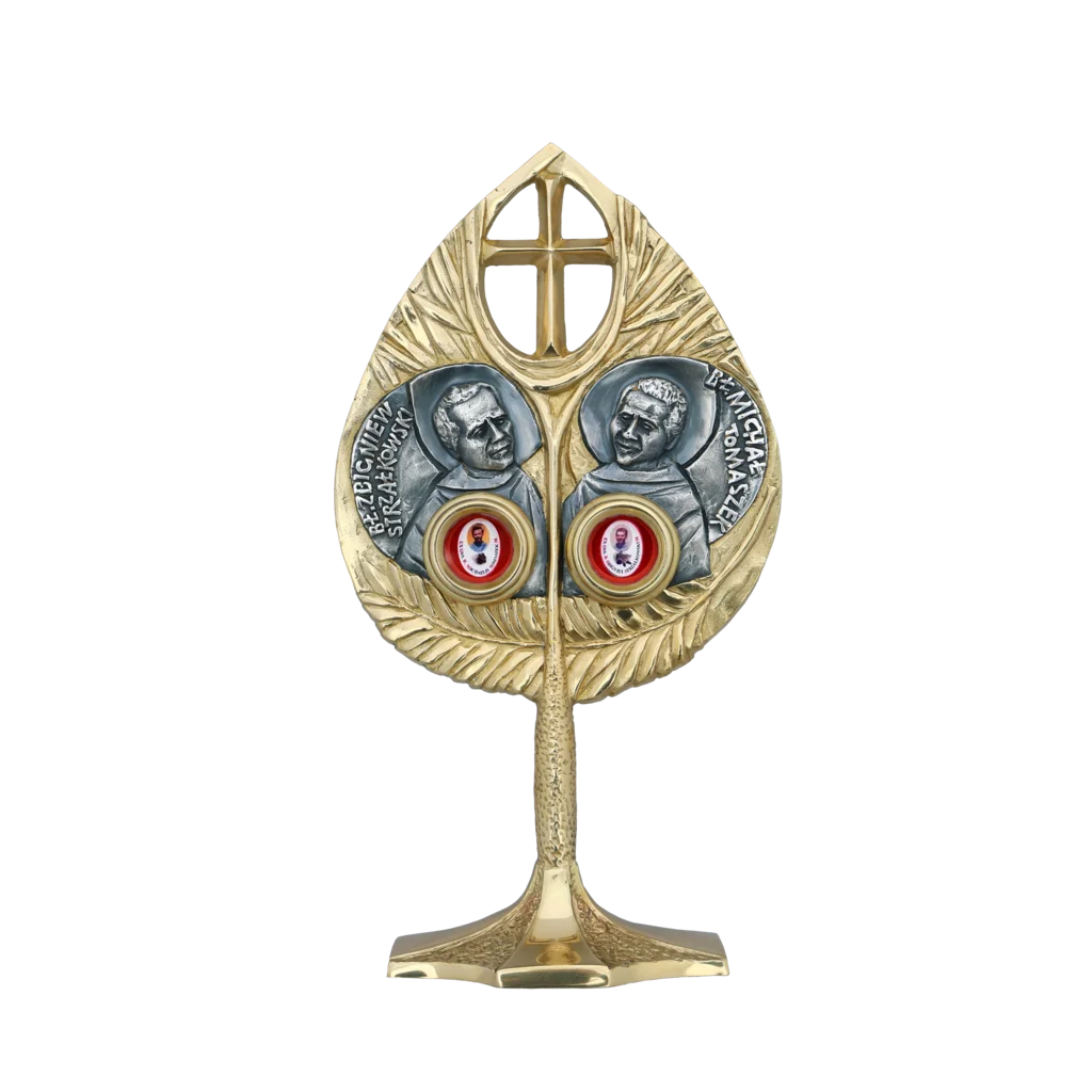 Relikwiarz z relikwiami bł. Michała Tomaszka i bł. Zbigniewa Strzałkowskiego – polscy franciszkanie, misjonarze i męczennicy z Peru