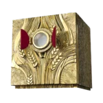 Tabernakulum z motywem kłosów, złocone i grawerowane, wyrób brązowniczy ARTBRASS