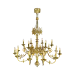 Złocony żyrandol kościelny w stylu gotyckim, rzemieślniczy wyrób brązowniczy ARTBRASS