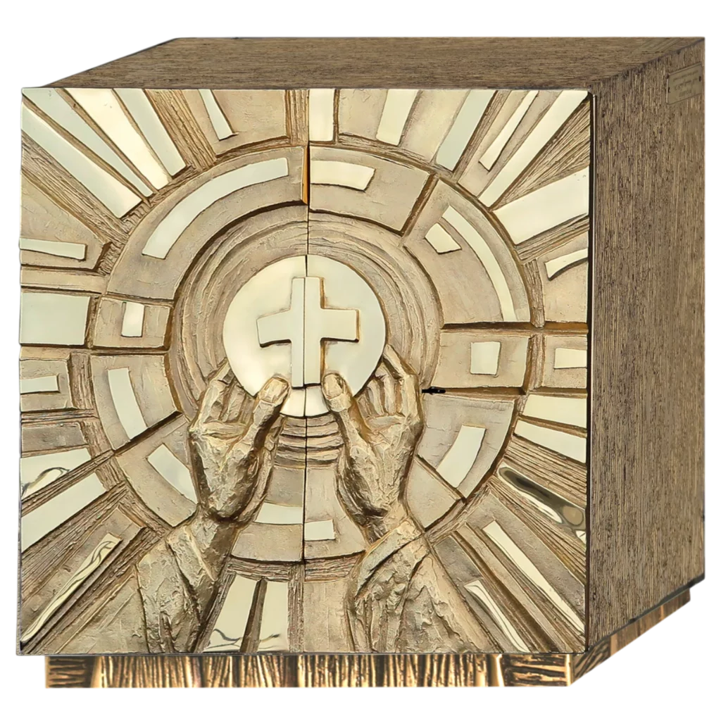 Tabernakulum z rękami trzymającymi komunię