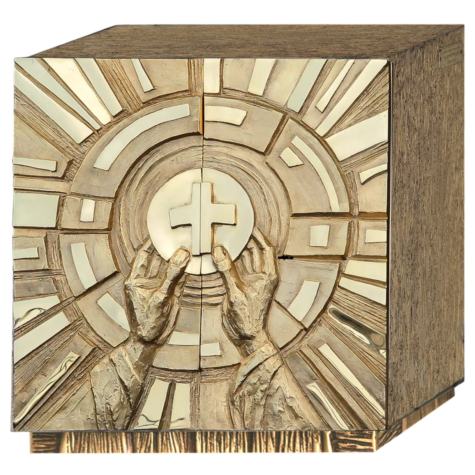 Tabernakulum z rękami trzymającymi komunię